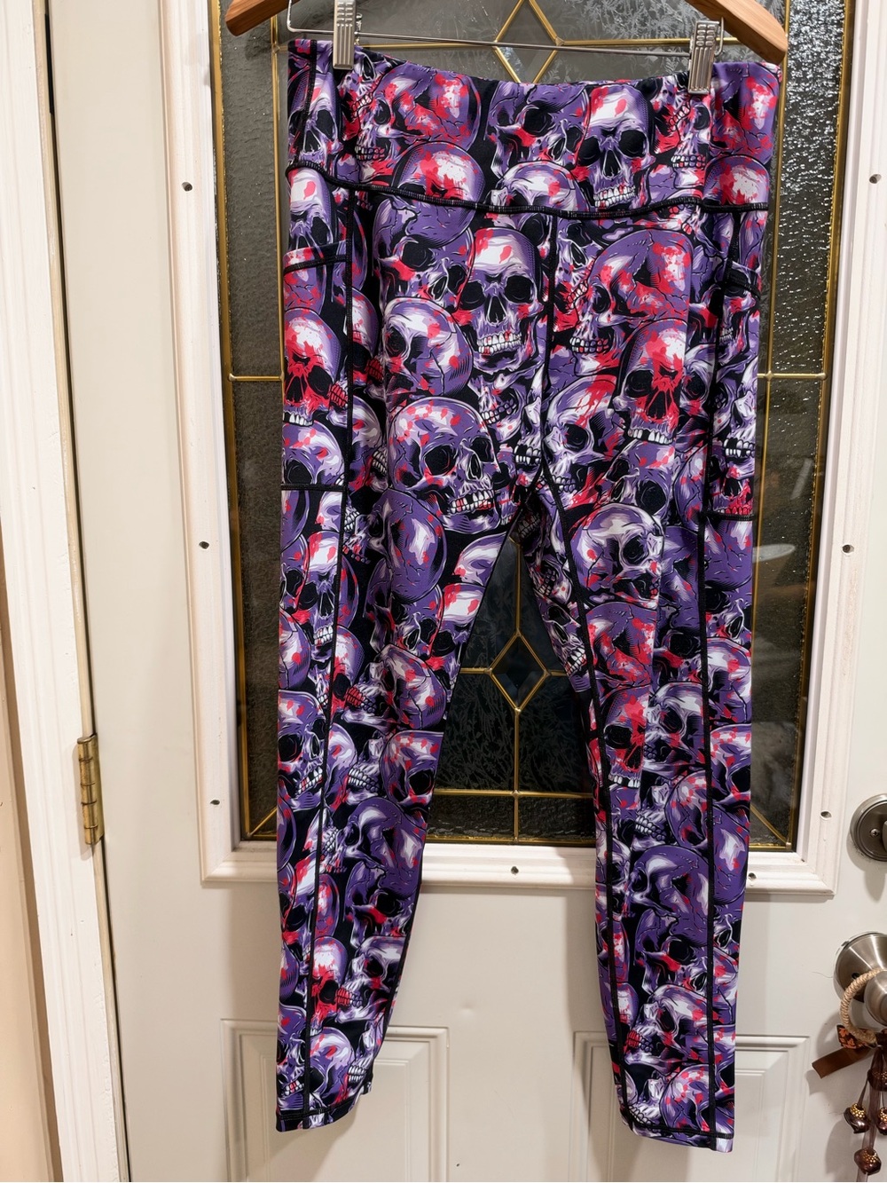 Purple and pink skull print workout leggings X-Large by CVG